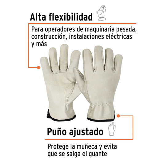 Guantes de Piel de Cerdo TRUPER GU-743 - Protección Industrial Resistente Abrasión para Construcción y Maquinaria