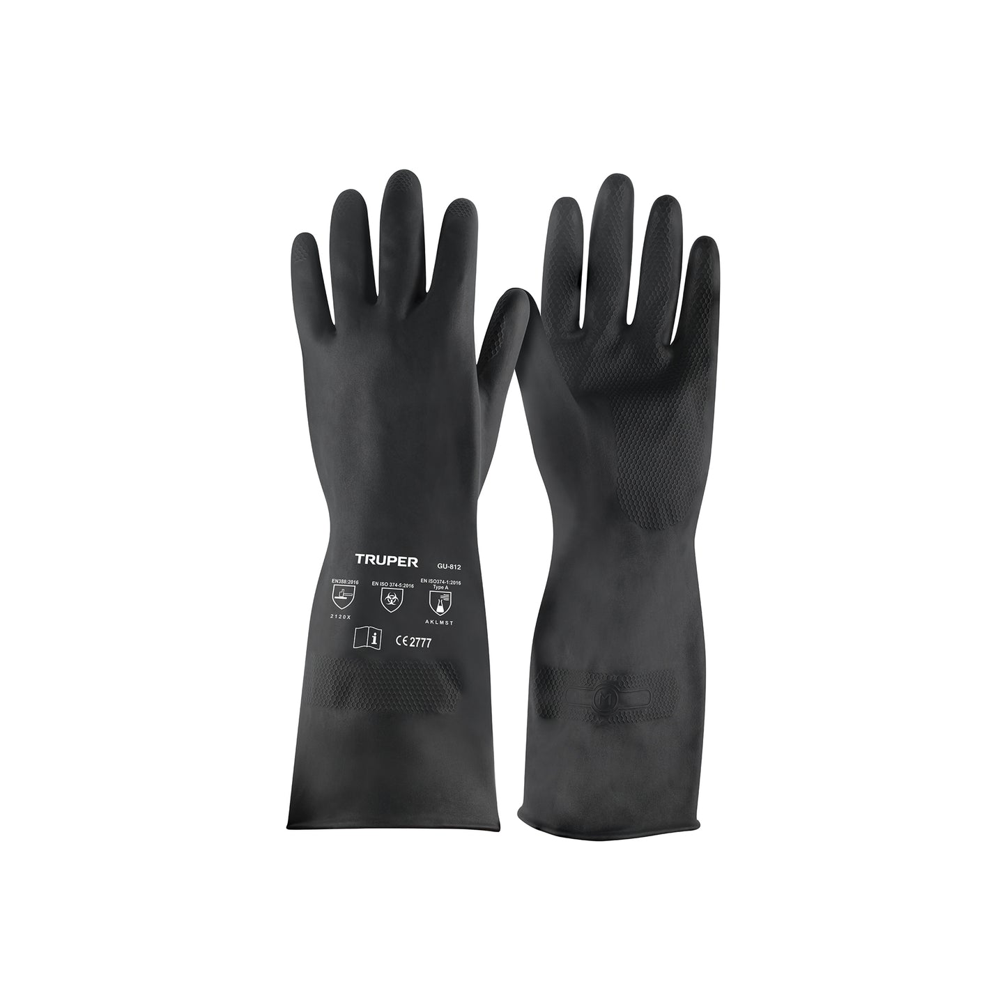 Guantes de Neopreno Resistentes a Químicos TRUPER GU-812 - Protección Profesional contra Ácidos, Solventes y Aceites - Talla M Antiderrapantes