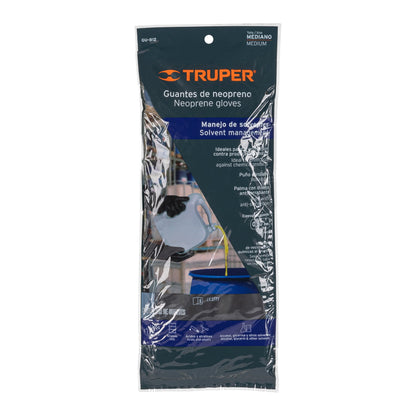 Guantes de Neopreno Resistentes a Químicos TRUPER GU-812 - Protección Profesional contra Ácidos, Solventes y Aceites - Talla M Antiderrapantes