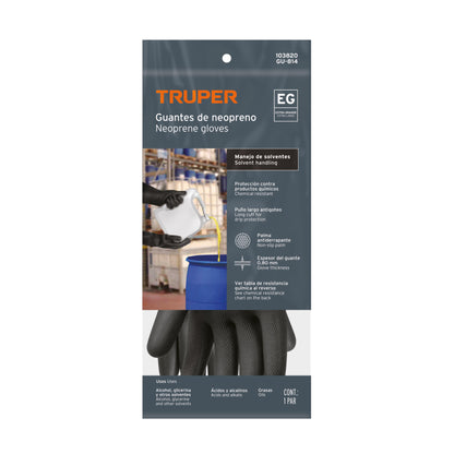 Guantes de Neopreno Resistentes a Químicos XG Truper GU-814 - Protección Profesional contra Ácidos, Solventes y Aceites