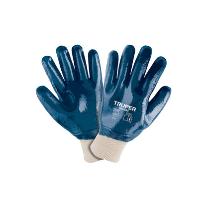 Guantes de Algodón con Recubrimiento de Nitrilo TRUPER GU-835 - Resistentes a Aceites, Grasas y Solventes para Mantenimiento Industrial