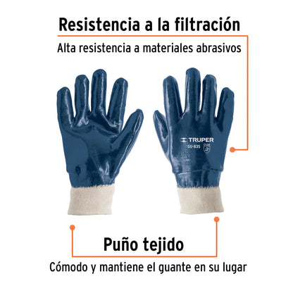 Guantes de Algodón con Recubrimiento de Nitrilo TRUPER GU-835 - Resistentes a Aceites, Grasas y Solventes para Mantenimiento Industrial