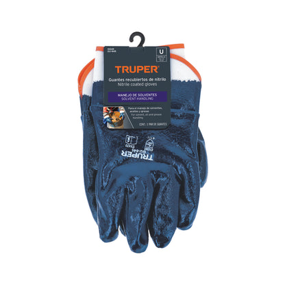 Guantes de Seguridad Industrial GU-845 - Algodón con Recubrimiento de Nitrilo - Resistentes a Aceites, Grasas y Solventes - Protección Completa para Mantenimiento y Procesos Húmedos