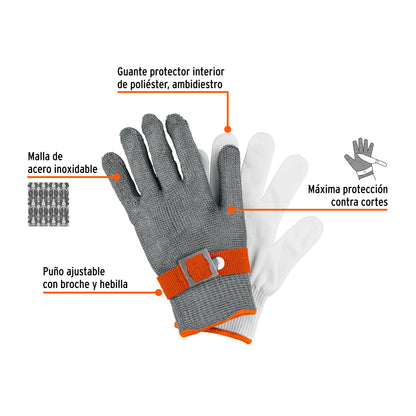 Guante Anticorte Profesional Truper GU-921 - Protección Máxima Acero Inoxidable para Industria Alimenticia y Construcción