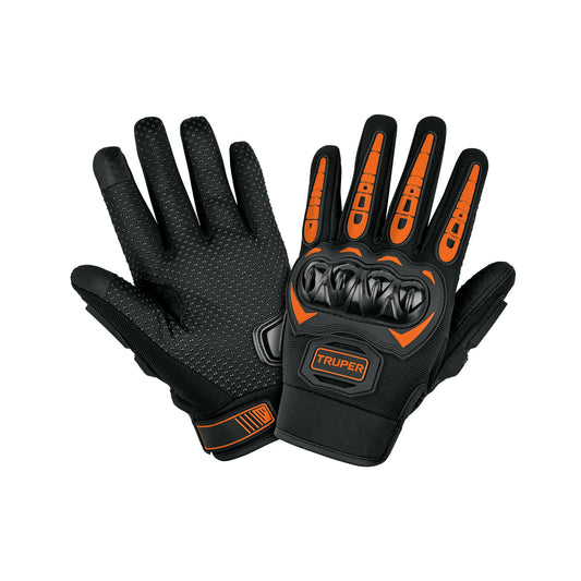 Guantes Protección Motociclista TRUPER XG GU-974 - Antiderrapantes Táctiles con Protector Nudillos y Limpiador Visor
