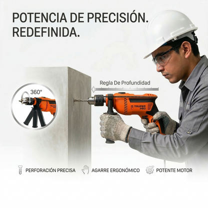 Rotomartillo TRUPER PRO® 1/2” 650W | Taladro Percutor Profesional con Velocidad Variable