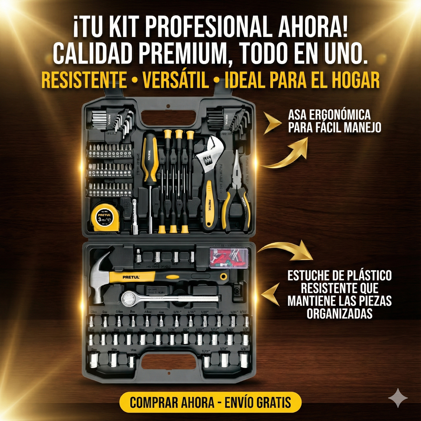 Juego de Herramientas Pretul 104 Piezas con Estuche