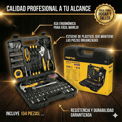 Juego de Herramientas Pretul 104 Piezas con Estuche