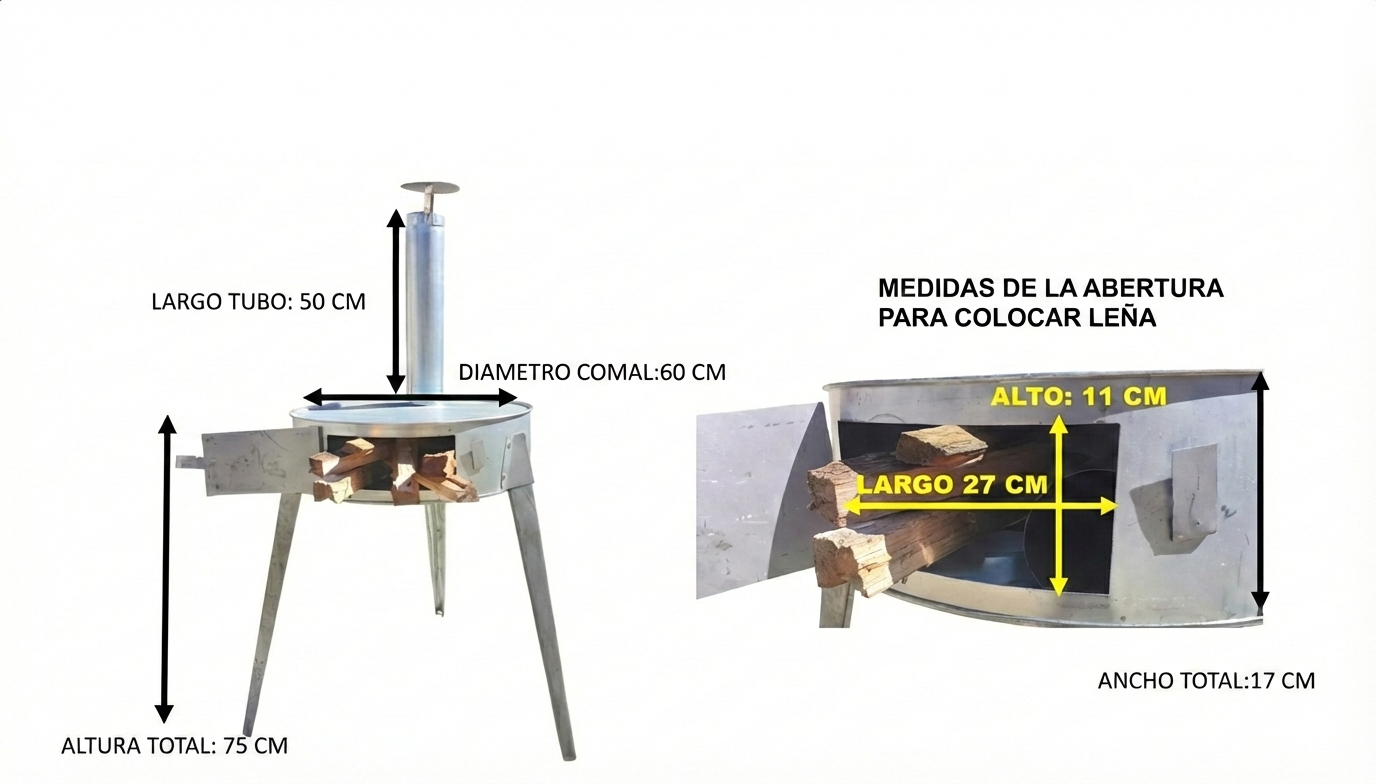 Anafre Comal Artesanal Desmontable 60cm | Para Leña o Carbón | Ideal Asados, Carne, Tortillas y Quesadillas