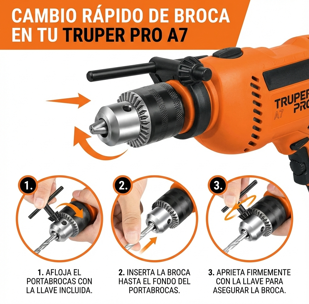 Rotomartillo TRUPER PRO® 1/2” 650W | Taladro Percutor Profesional con Velocidad Variable