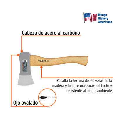 Hacha Cazadora Truper 1-3/4 lb Mango Hickory 15" - Solución Profesional para Corte de Madera HC-1-3/4