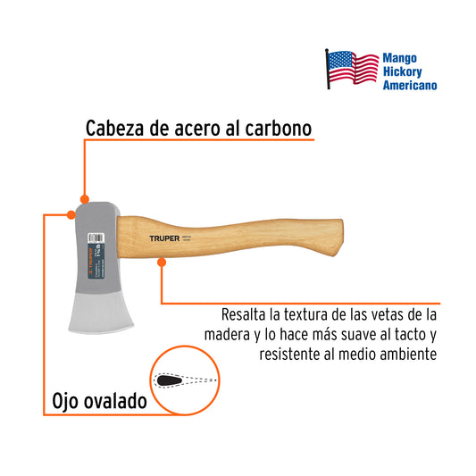 Hacha Cazadora Truper 1-3/4 lb Mango Hickory 15" - Solución Profesional para Corte de Madera HC-1-3/4