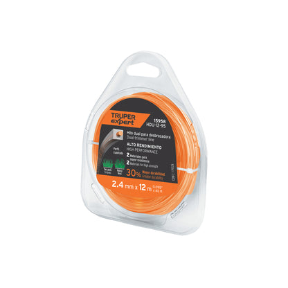 Hilo cuadrado dual p/desbrozadora, 2.4mm x12m,blíster EXPERT