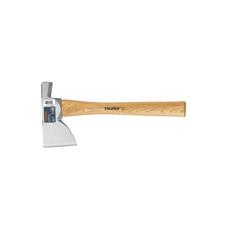 Hacha Doméstica Truper 1-1/2 lb Mango Hickory 14" - Corte Preciso y Duradero para Trabajos de Carpintería y Leña - Acero al Carbono Tratamiento Térmico HH-1-1/2