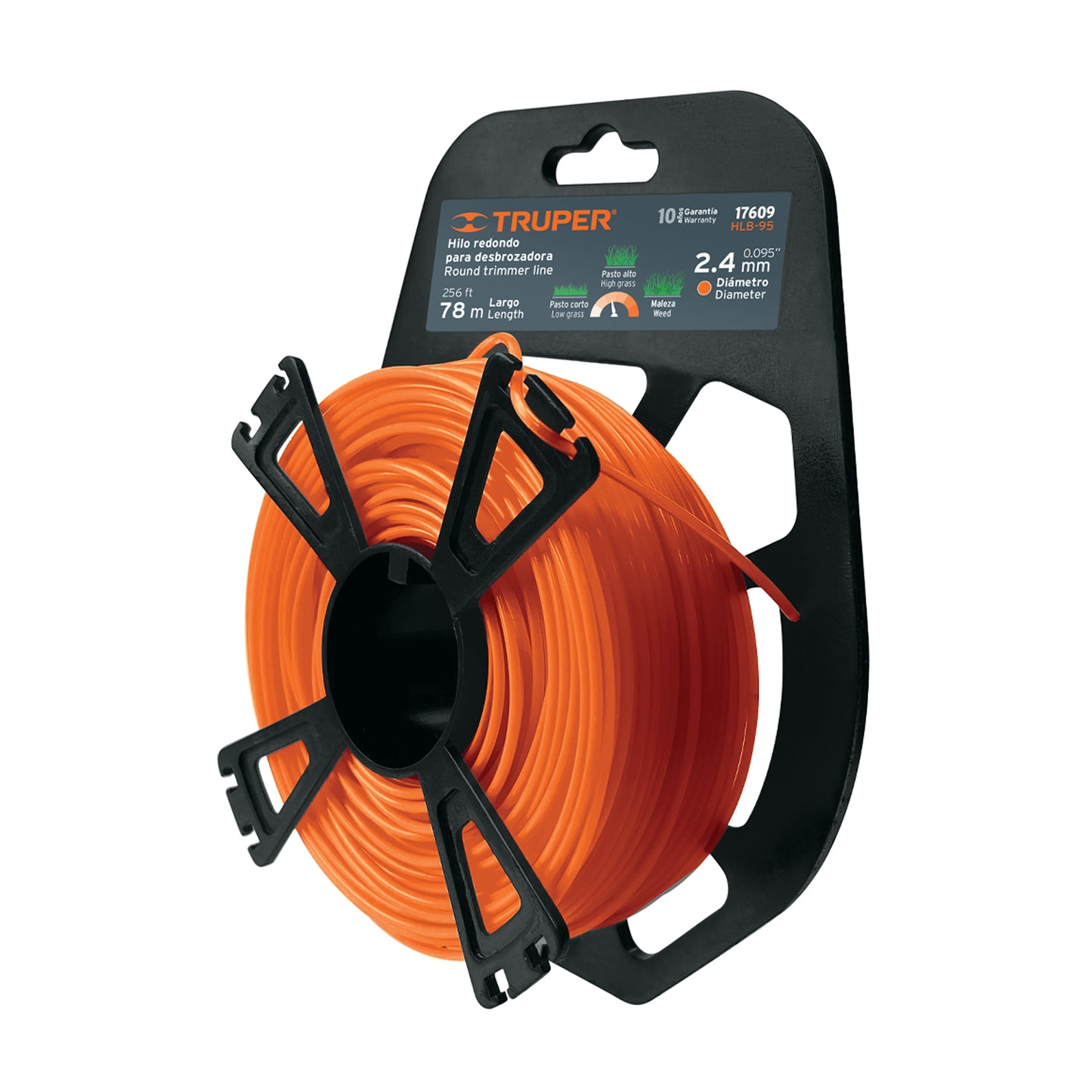 Hilo redondo, p/desbrozadora, 2.4mmx78m tarjeta tipo carrete