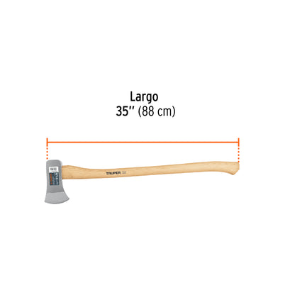 Hacha Michigan Truper 3.5 lb Mango Hickory 34" - Herramienta Profesional para Talar Árboles, Partir Leña y Cortar Ramas - Acero al Carbono Tratamiento Térmico HM-3-1/2M