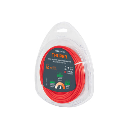 Hilo redondo, para desbrozadora, 2.7mm x 12m, blíster TRUPER