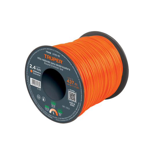 Hilo redondo, para desbrozadora, 2.4mm x 437m,carrete,TRUPER