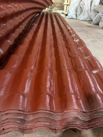 Lámina Plástica Tipo Teja Roja para Techo 6m x 1.08m