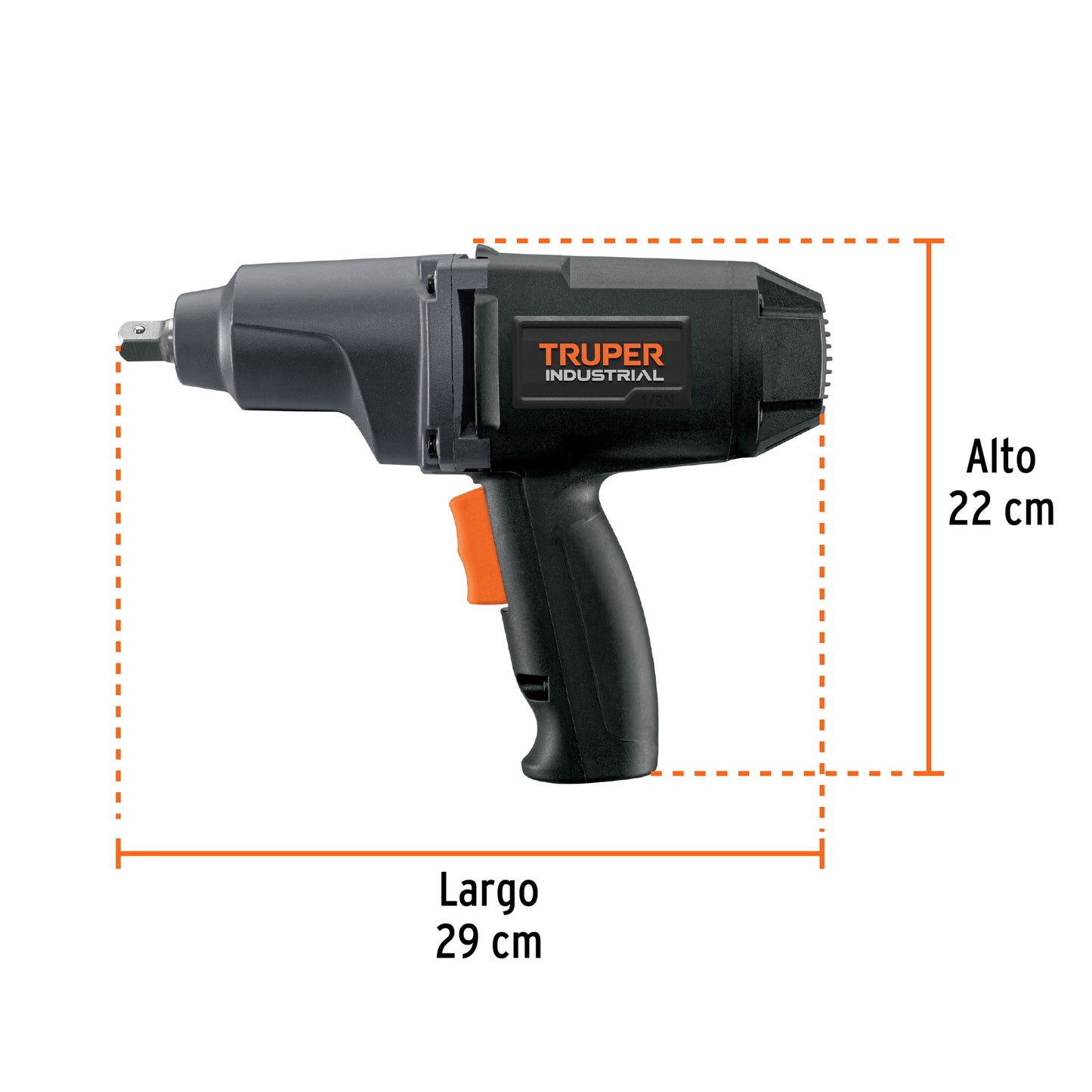 Llave de impacto 1/2", 900W, 162 lb/ft, TRUPER INDUSTRIAL