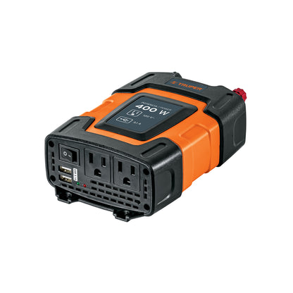 Inversor de Corriente 400W Truper INCO-400 - Convierte 12V a 120V con USB - Solución Portátil para Alimentar Equipos Electrónicos en Vehículos