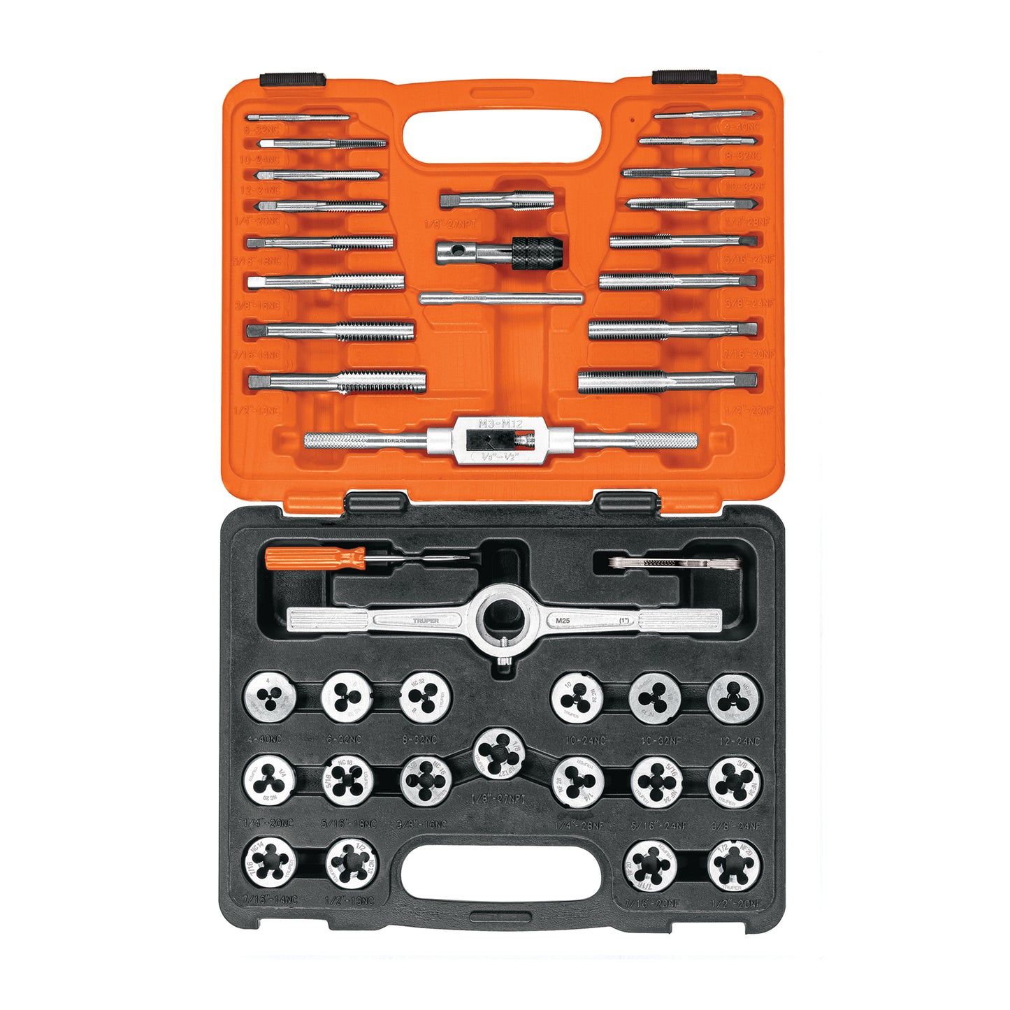 Juego Machuelos y Tarrajas 40 Piezas Truper J-MATA-40 - Kit Profesional Acero Cromo para Reparar y Fabricar Cuerdas Dañadas