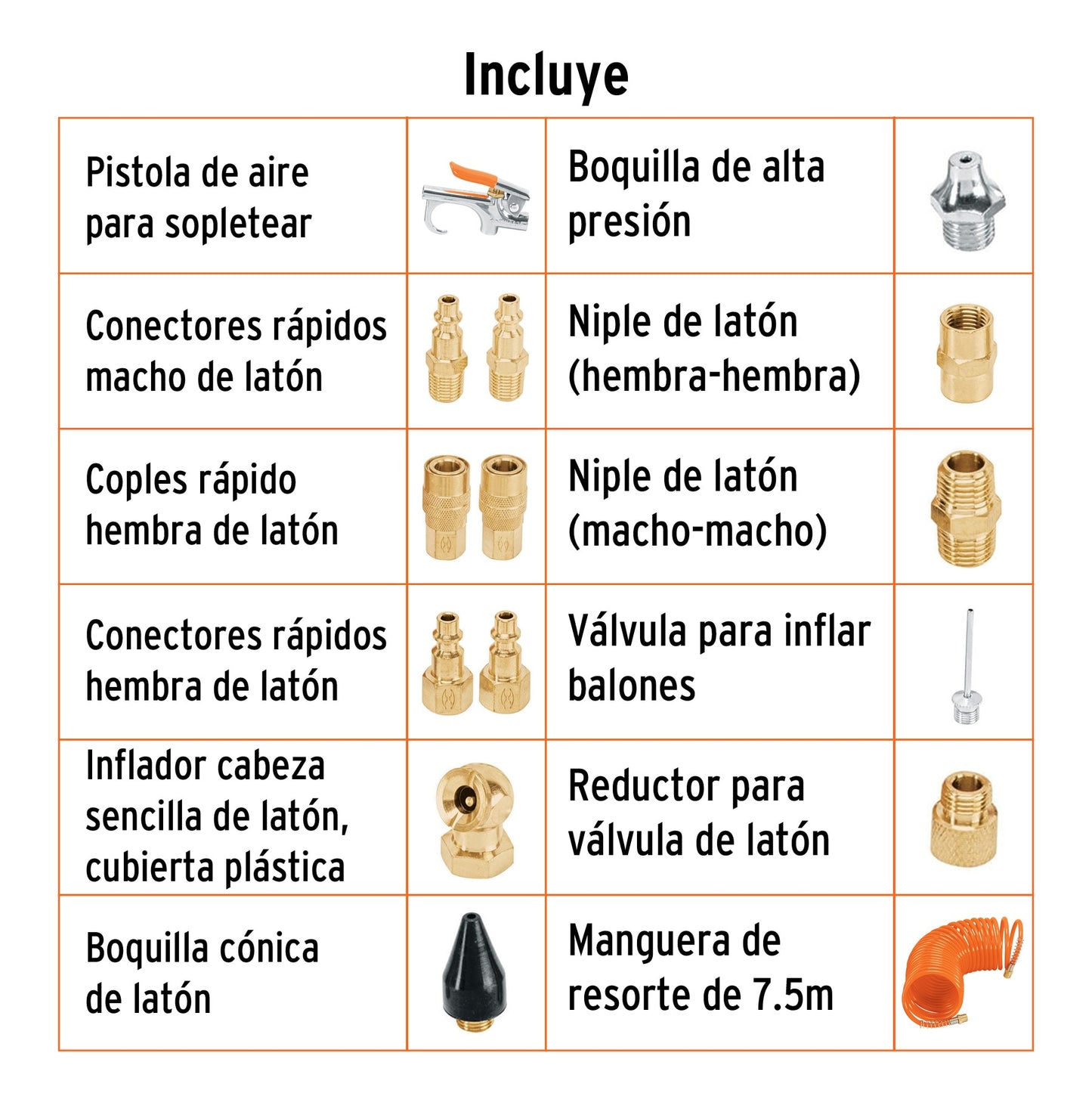 Juego 15 Accesorios Neumáticos TRUPER JAN-15 - Kit Completo Manguera 7.5m + Pistola Aire + Conectores - Solución Profesional para Limpieza e Inflado Industrial