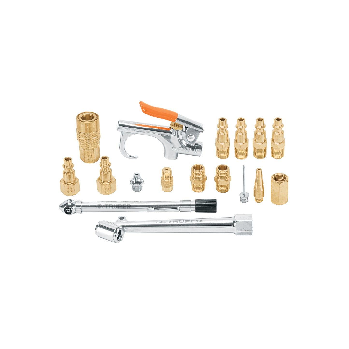 Kit Completo 17 Accesorios Neumáticos TRUPER JAN-17 - Pistola Aire, Inflador, Conectores - Solución Profesional Limpieza e Inflado