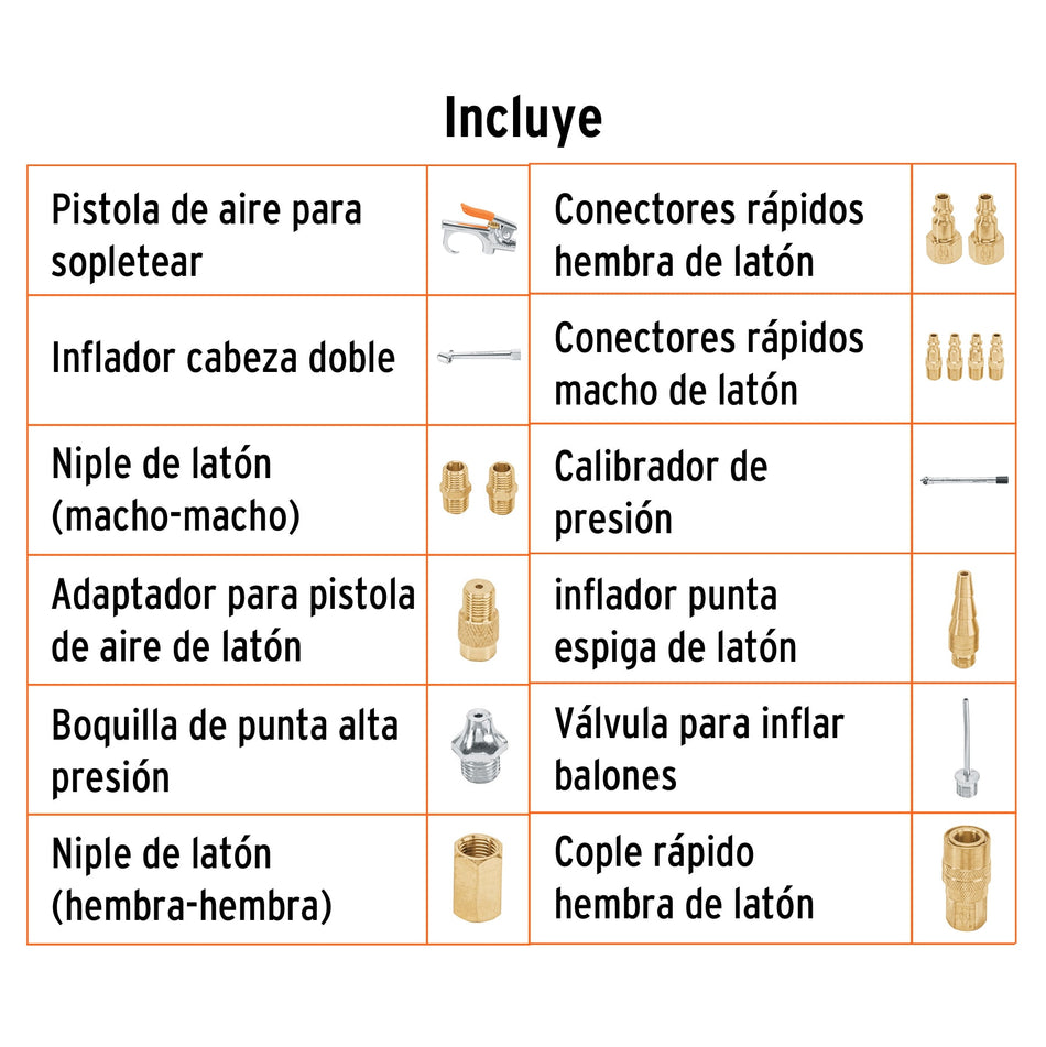 Kit Completo 17 Accesorios Neumáticos TRUPER JAN-17 - Pistola Aire, Inflador, Conectores - Solución Profesional Limpieza e Inflado