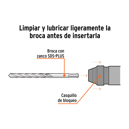 Juego de 5 brocas para concreto SDS Plus, TRUPER