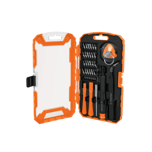 Juego de 32 Piezas para Reparación de Electrónicos Truper - Kit Profesional de Destornilladores de Precisión con Puntas Cromo Vanadio - Solución Completa para Dispositivos Inteligentes, Celulares, Tablets y Equipos Electrónicos