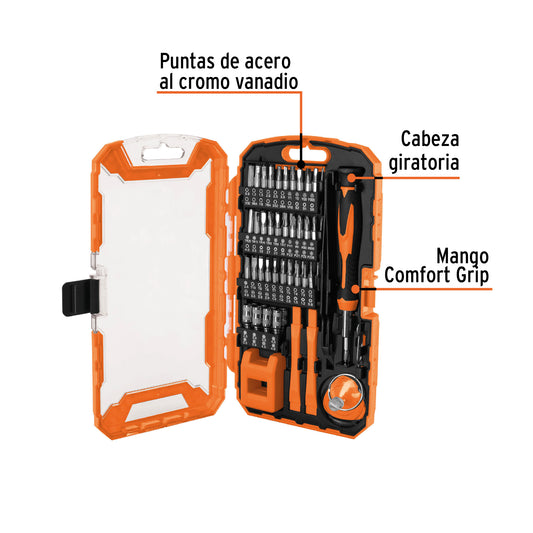 Juego 77 Piezas Reparación Electrónica Truper - Kit Profesional Dispositivos Inteligentes con Puntas Cromo Vanadio