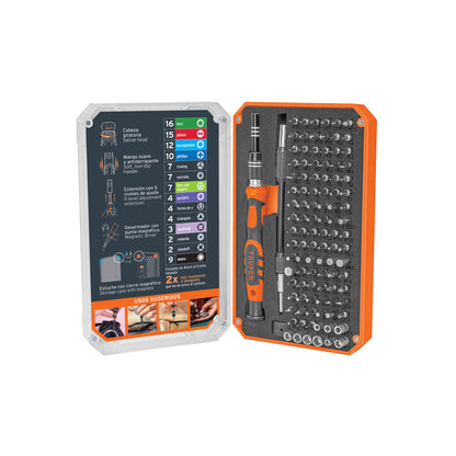 Desarmador de Precisión JOY-106 con 106 Puntas Intercambiables - Kit Profesional para Electrónica y Reparaciones