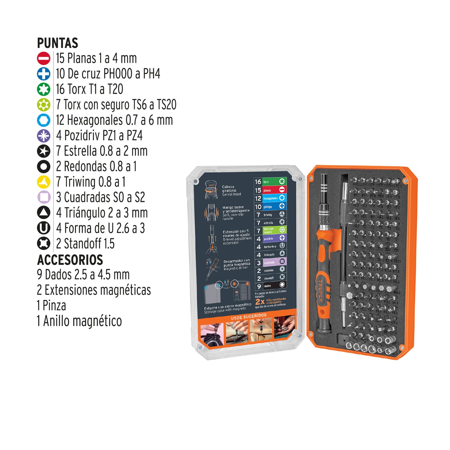 Desarmador de Precisión JOY-106 con 106 Puntas Intercambiables - Kit Profesional para Electrónica y Reparaciones
