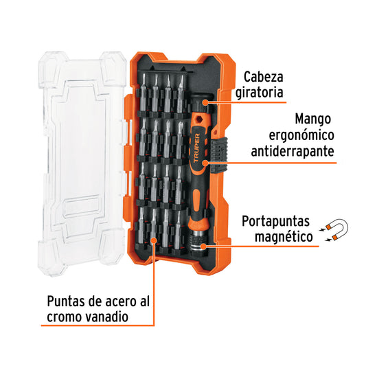 Desarmador de Precisión JOY-17 con 16 Puntas Intercambiables - Kit Profesional Magnético para Electrónica y Reparaciones de Alta Precisión
