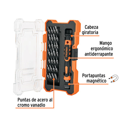 Desarmador de Precisión JOY-29 con 28 Puntas Intercambiables - Kit Profesional para Electrónica y Reparaciones de Precisión