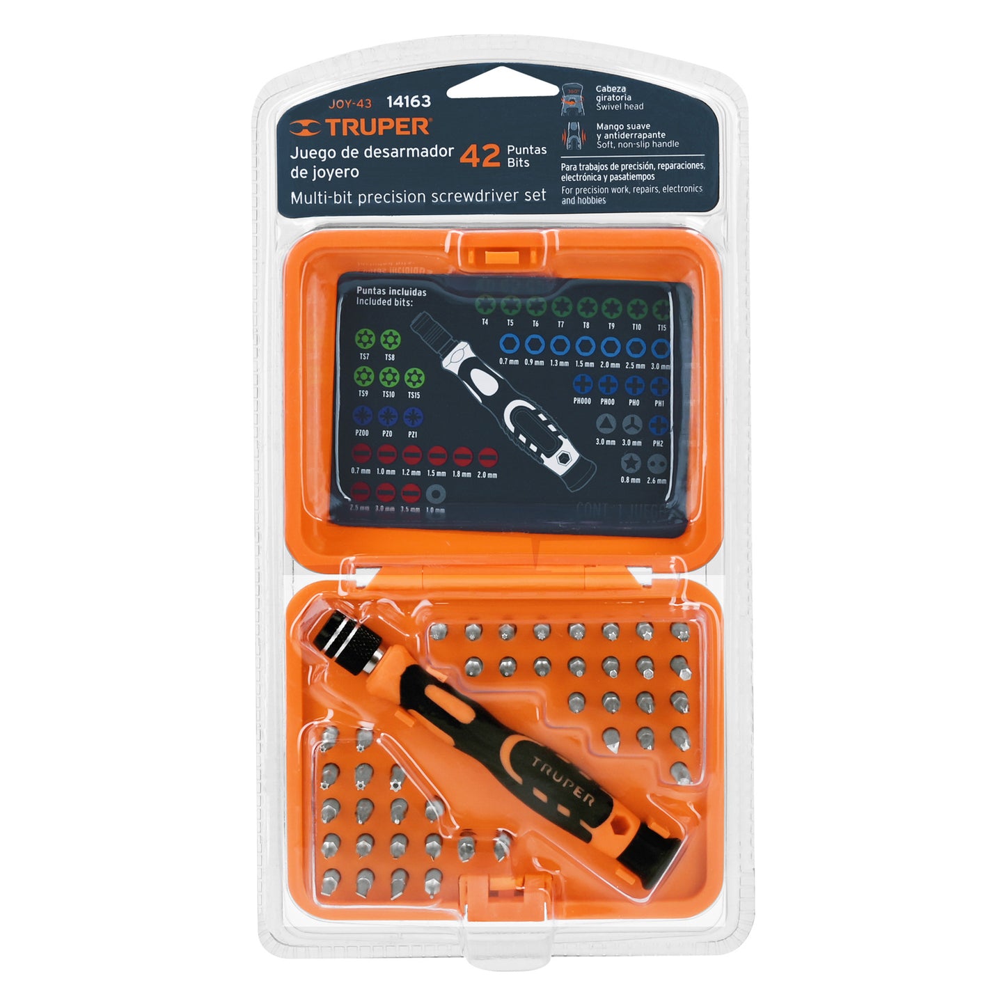 Desarmador de Precisión JOY-43 con 42 Puntas Intercambiables - Kit Profesional para Electrónica y Reparaciones de Precisión