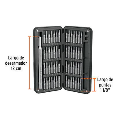 Desarmador de Precisión JOY-57X con 56 Puntas Intercambiables - Kit Profesional para Electrónica y Reparaciones de Precisión - Acero S2 Resistente