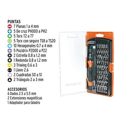Desarmador de Precisión JOY-57 con 57 Puntas Intercambiables - Kit Profesional para Electrónica y Reparaciones
