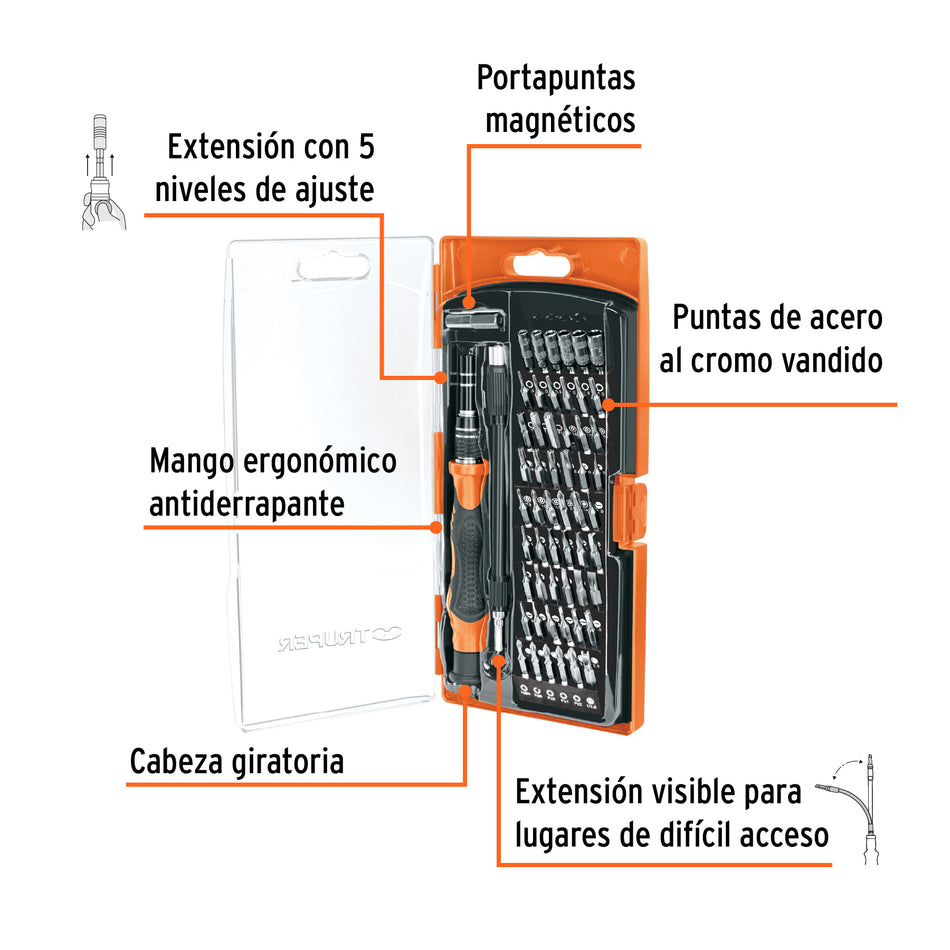 Desarmador de Precisión JOY-57 con 57 Puntas Intercambiables - Kit Profesional para Electrónica y Reparaciones