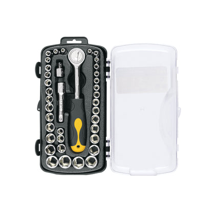 Juego de Herramientas Mecánicas Pretul 39 Piezas 1/4" y 3/8" con Estuche - Kit Completo para Reparación Automotriz y Mantenimiento Profesional JUDA-38P