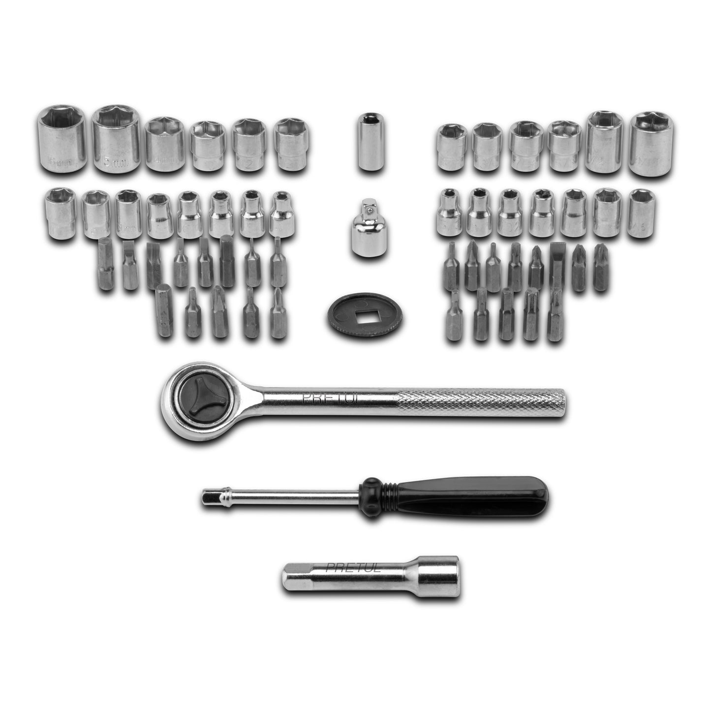 Juego de Herramientas Pretul 60 Piezas 1/4" y 3/8" para Mecánico Profesional - Kit Completo con Estuche Organizador JUDA-60P