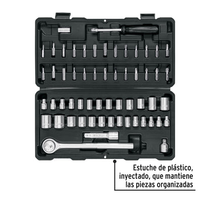 Juego de Herramientas Pretul 60 Piezas 1/4" y 3/8" para Mecánico Profesional - Kit Completo con Estuche Organizador JUDA-60P