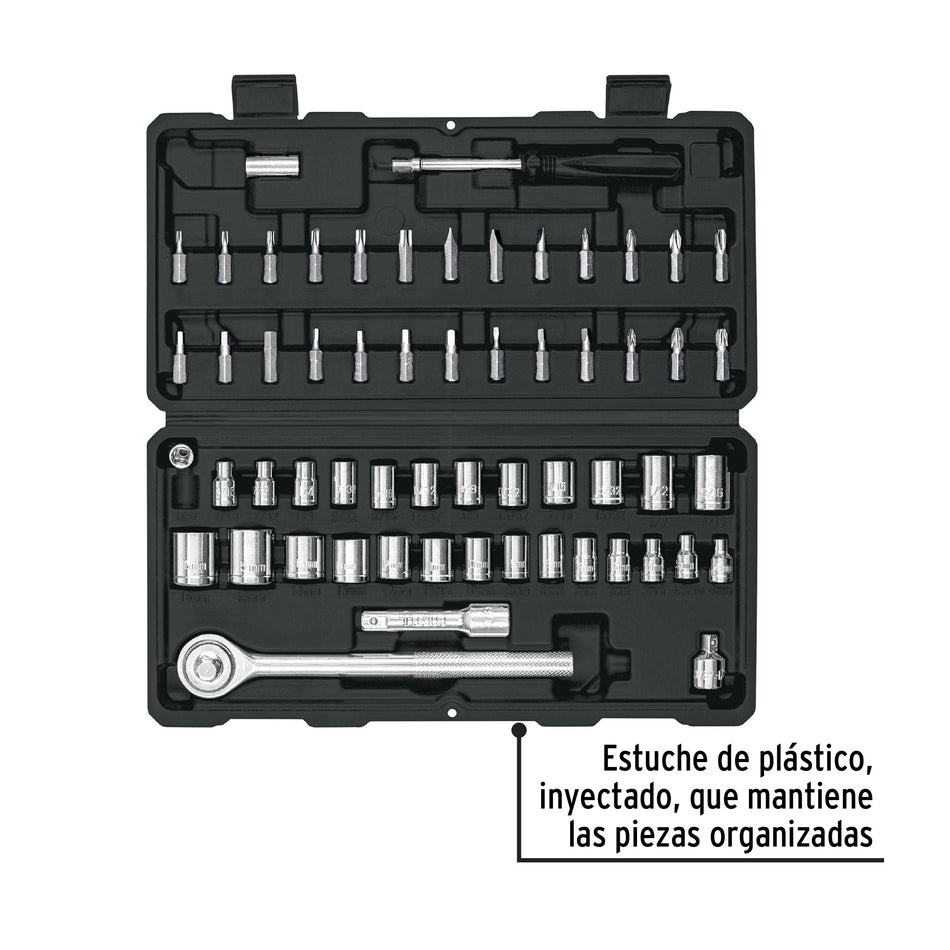 Juego de 60 herramientas 1/4" y 3/8" para mecánico, Pretul