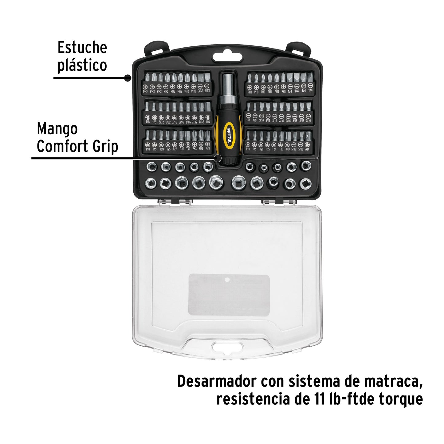 Juego de Herramientas Mecánico 81 Piezas 1/4" Pretul JUDA-81P - Kit Profesional con Matraca y Estuche - Solución Completa para Reparación Automotriz