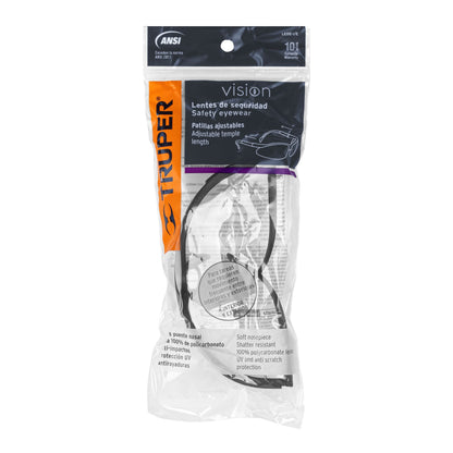 Lentes de Seguridad Interior-Exterior Truper Vision LEDE-I/E - Protección UV Antirayadura Policarbonato - Industria Construcción Taller