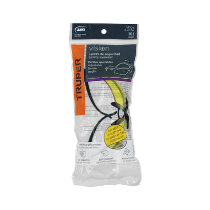 Lentes de Seguridad Ámbar Truper Vision LEDE-SA - Protección UV Antirayadura Policarbonato para Industria Construcción Taller