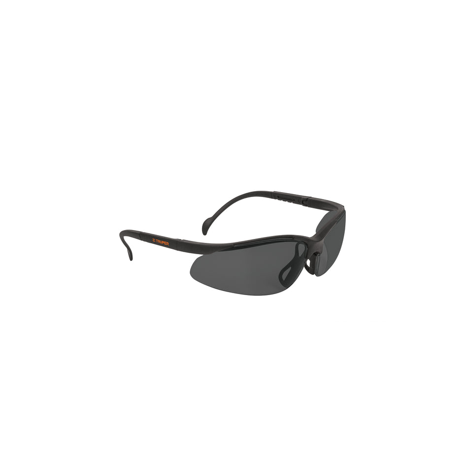 Lentes de Seguridad Grises Truper Vision LEDE-SN - Protección UV Antirayadura para Industria, Construcción y Taller - Policarbonato Resistente