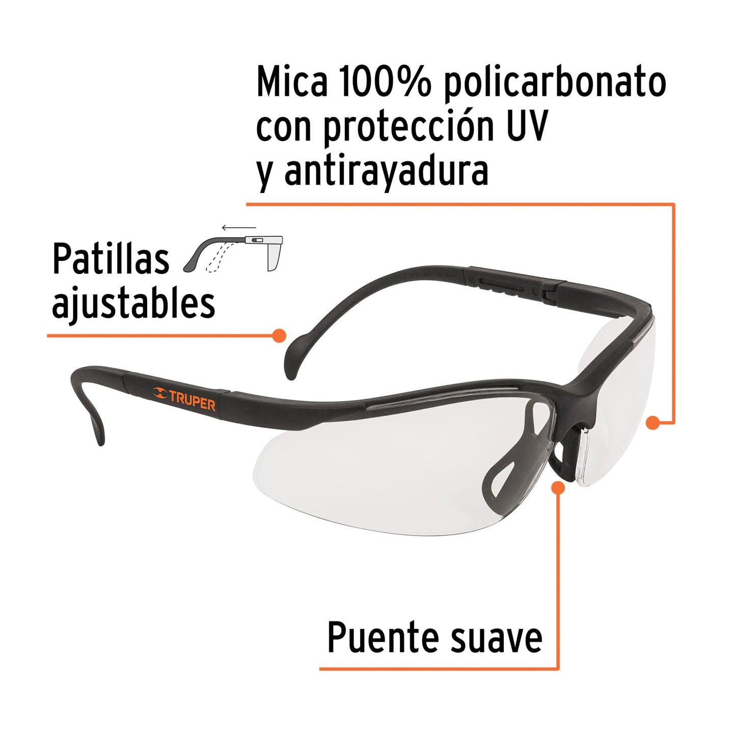 Lentes de Seguridad Antiempañantes Transparentes Vision LEDE-ST-AE - Protección UV Policarbonato para Industria y Construcción