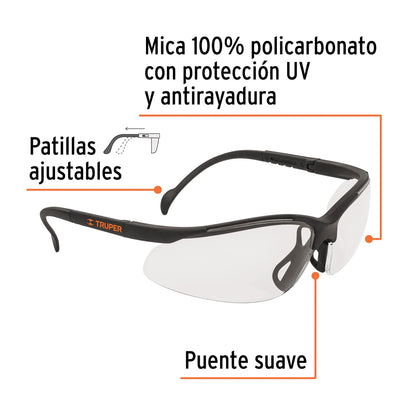 Lentes de Seguridad Antiempañantes Transparentes Vision LEDE-ST-AE - Protección UV Policarbonato para Industria y Construcción